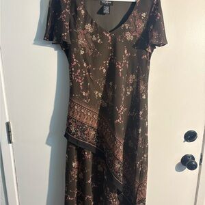 Vintage Brown Floral Dress